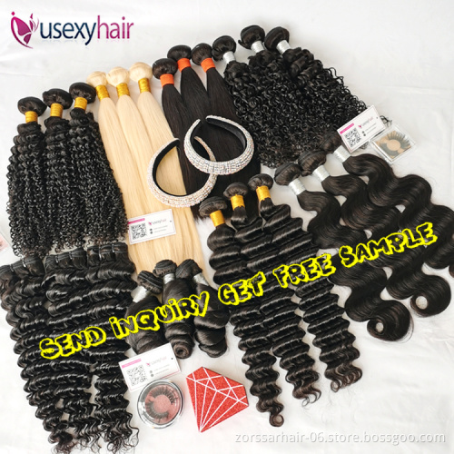 Wholesale raw virgin Brazilian human hair extension bundle hair vendors raw virgin cuticle aligned Cambodian hair bundles